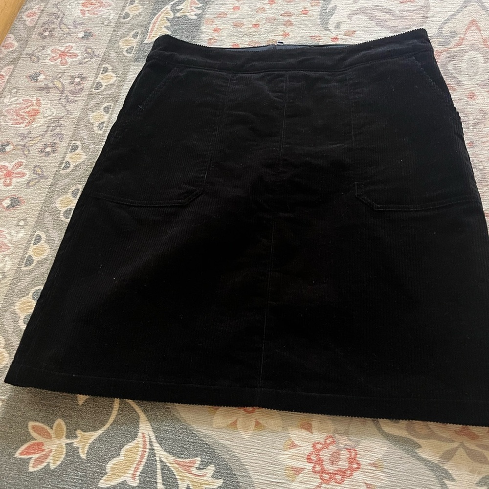 Boden Soft A-Line Black Corduroy Skirt